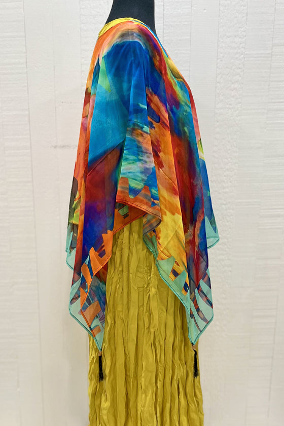 Art Wear by Dilemma O'Keefe Inspired Silk Georgette Beaded Poncho