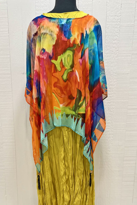 Art Wear by Dilemma O'Keefe Inspired Silk Georgette Beaded Poncho