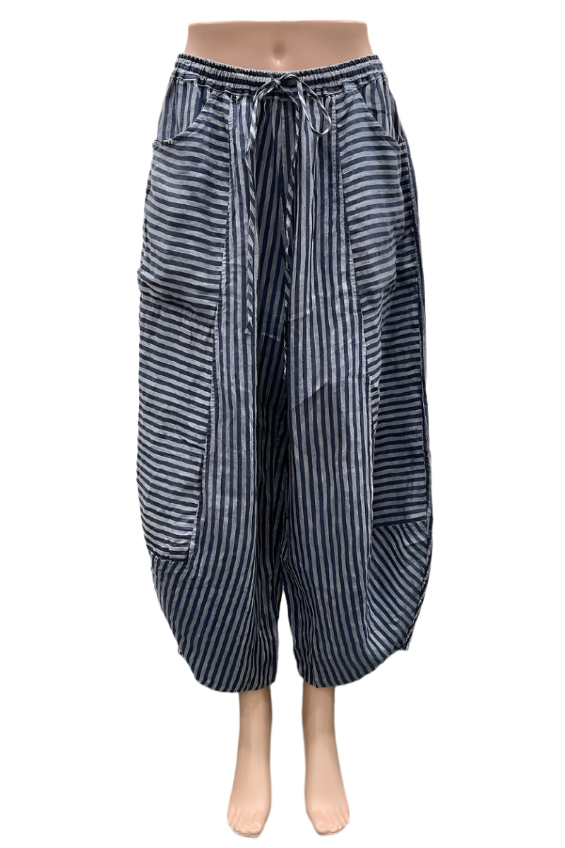 Bell Pepper Linen Stripe Crop Racer Pant