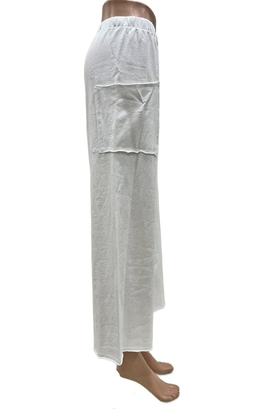 Cotton Lani Patch Pocket Crop Pant in White Style ST410