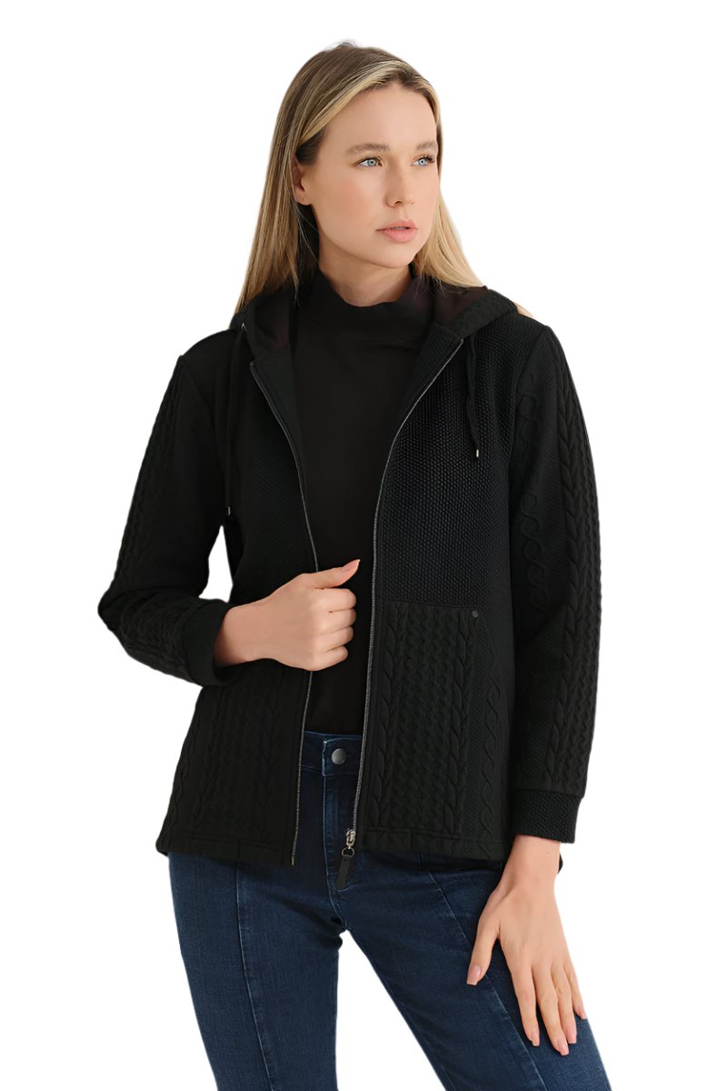 Dolcezza Colorful Sporty Chic Zip Hoodie in Black 74204 – Missouri