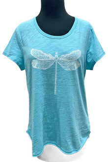  Escape By Habitat Cotton Dragonfly Scoopneck Tee in Turquoise Style 42807