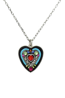  Firefly Heart Within A Heart Pendant Necklace in Multicolor 8802-MC