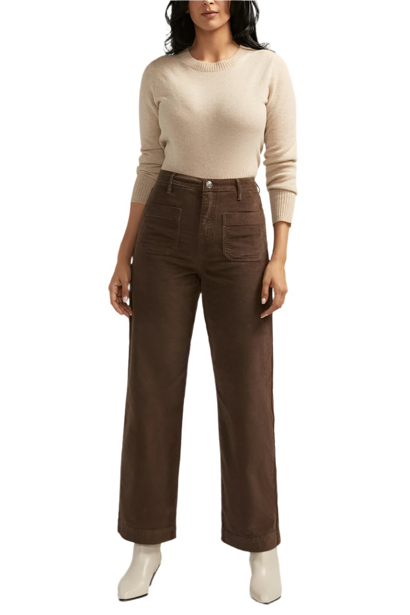 Jag Jeans Sophia Mid Rise Wide Leg Corduroy Pants in Chocolate