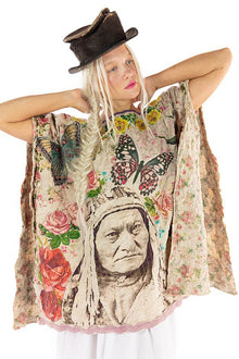  Magnolia Pearl European Cotton Floral Great Spirits Bretta Poncho with Applique and Ric Rac Trim in Great Spirit