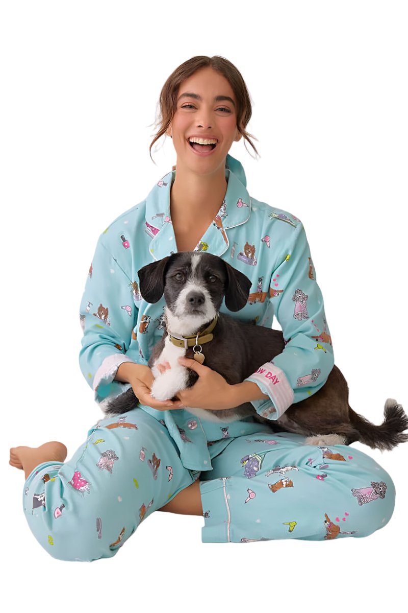 P.J. Salvage Spaw Day Flannel PJ Set with Headband in Mint