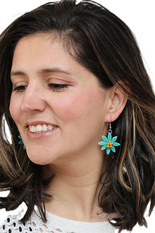  Sylca Designs Teal Amaya Flower Earrings