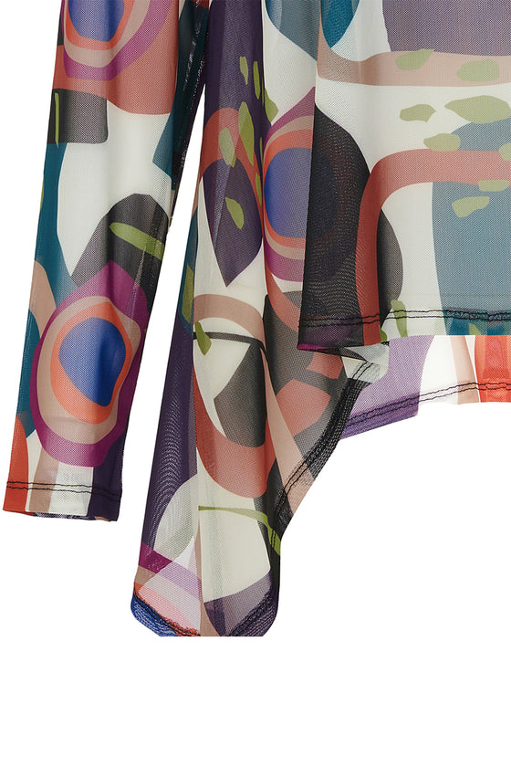 Colorful abstract patterned fabric on a white background