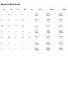 Women's size guide chart with measurements in various units