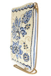 Mary Frances Accessories Easy Street Denim Flowers Beaded Crossbody Phone Bag