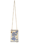 Mary Frances Accessories Easy Street Denim Flowers Beaded Crossbody Phone Bag