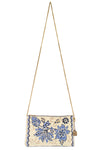 Mary Frances Accessories Easy Street Denim Flowers Beaded Crossbody Phone Bag