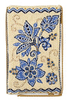 Mary Frances Accessories Easy Street Denim Flowers Beaded Crossbody Phone Bag