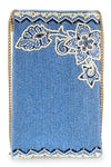 Mary Frances Accessories Easy Street Denim Flowers Beaded Crossbody Phone Bag