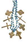 Andrea Barnett 7 Bronze Crosses on 2 Strands of Apatite Rosary Chain 7-7CRS-APR