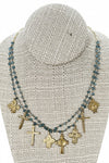 Andrea Barnett 7 Bronze Crosses on 2 Strands of Apatite Rosary Chain 7-7CRS-APR