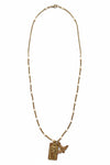 Andrea Barnett Bronze St. Jude & Dove of Peace on African Heishi W/Gold Pearls 7-RM68-HWT