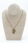 Andrea Barnett Bronze St. Jude & Dove of Peace on African Heishi W/Gold Pearls 7-RM68-HWT