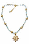 Andrea Barnett OOAK Bronze Communion Medal on Vintage Rosary Chain 7-OOK-0326-41