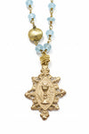 Andrea Barnett OOAK Bronze Communion Medal on Vintage Rosary Chain 7-OOK-0326-41