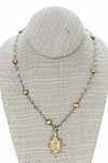 Andrea Barnett OOAK Bronze Communion Medal on Vintage Rosary Chain 7-OOK-0326-41