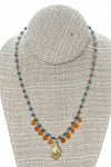 Andrea Barnett OOAK Bronze Infant of Prague Medal on Apatite Rosary  with Carnelian Dangles 7-OOK-0123-62