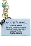 Andrea Barnett OOAK Bronze Miraculous Mary Medal on Vintage Chain with Turquoise Dangles 7-OOK-0326-16