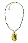 Andrea Barnett OOAK Vintage Marian Pendant on Raw Emerald Rosary Chain 7-OOK-0625-11A