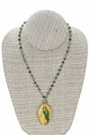 Andrea Barnett OOAK Vintage Marian Pendant on Raw Emerald Rosary Chain 7-OOK-0625-11A