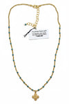 Andrea Barnett Tiny Bronze 4-Way Cross on African Heishi W/Blue Pearls 7-RM83-HBP