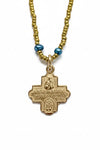 Andrea Barnett Tiny Bronze 4-Way Cross on African Heishi W/Blue Pearls 7-RM83-HBP