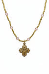 Andrea Barnett Tiny Bronze 4-Way Cross on African Heishi W/Rose Quartz 7-RM83-HRQ