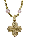 Andrea Barnett Tiny Bronze 4-Way Cross on African Heishi W/Rose Quartz 7-RM83-HRQ