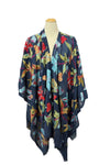 Anu by Natural Fashions Blue Jay Embroidered Wool Ruana