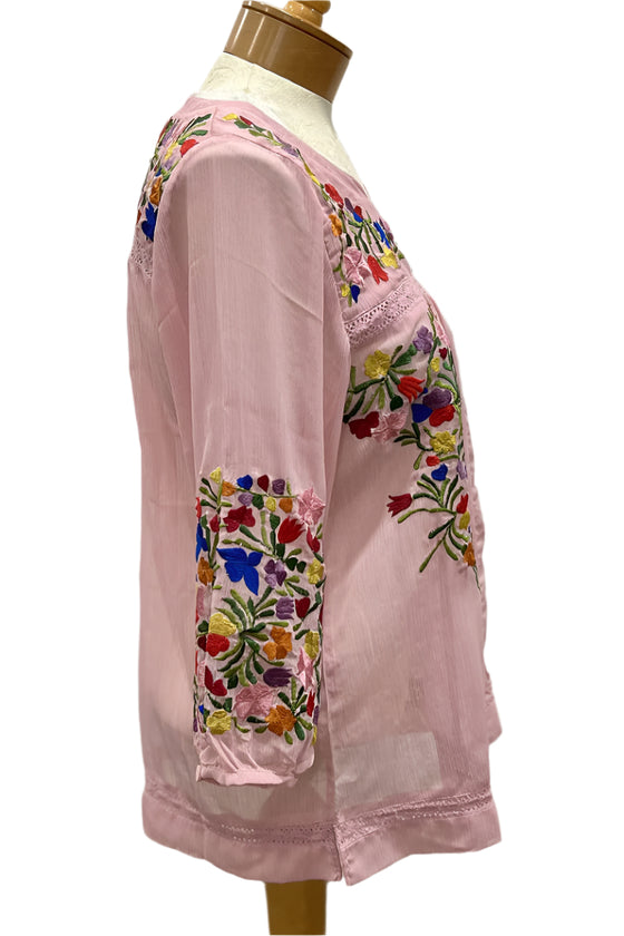 Anu by Natural Fashions Blush Embroidered Blouse