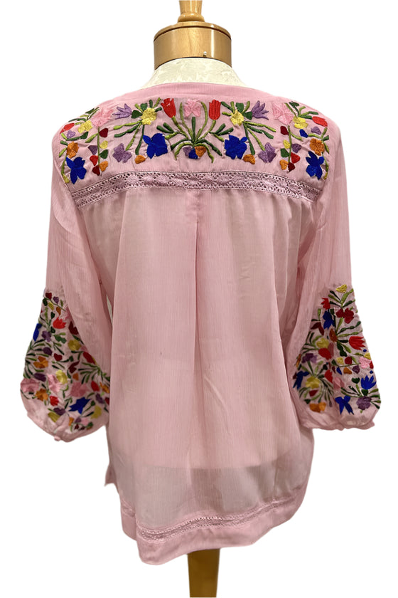 Anu by Natural Fashions Blush Embroidered Blouse