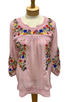  Anu by Natural Fashions Blush Embroidered Blouse