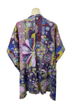 Anu by Natural Fashions Center Piece Embroidered Short Wool Ruana in Sangria