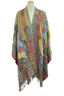  Anu by Natural Fashions Center Piece Embroidered Wool Ruana