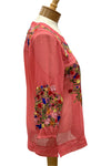 Anu by Natural Fashions Coral Embroidered Blouse