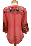 Anu by Natural Fashions Coral Embroidered Blouse