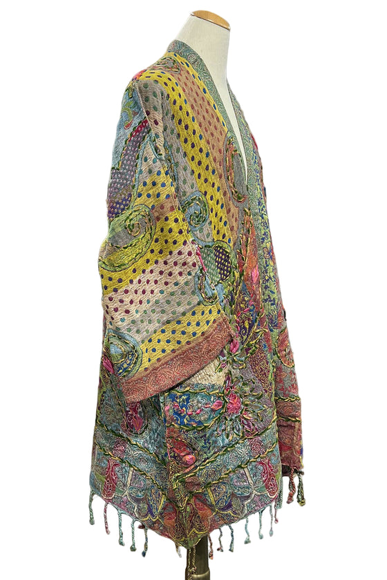 Anu by Natural Fashions Embroidered Wool Duster in Center Piece