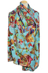 Anu by Natural Fashions Embroidered Wool Kate Scarf in Aqua