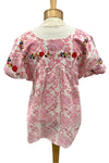 Anu by Natural Fashions Floral Embroidered Top in Pink Poppy