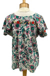 Anu by Natural Fashions Floral Embroidered Top in Sage/Pink