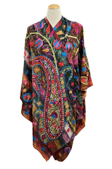  Anu by Natural Fashions Hanging Garden Embroidered Wool Ruana