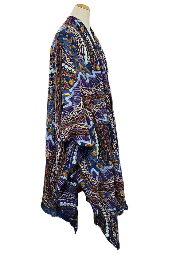 Anu by Natural Fashions Helena Embroidered Wool Ruana