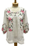 Anu by Natural Fashions Ivory Embroidered Blouse