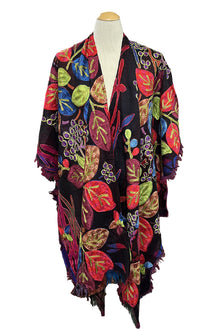  Anu by Natural Fashions Neon Blossom Embroidered Wool Ruana