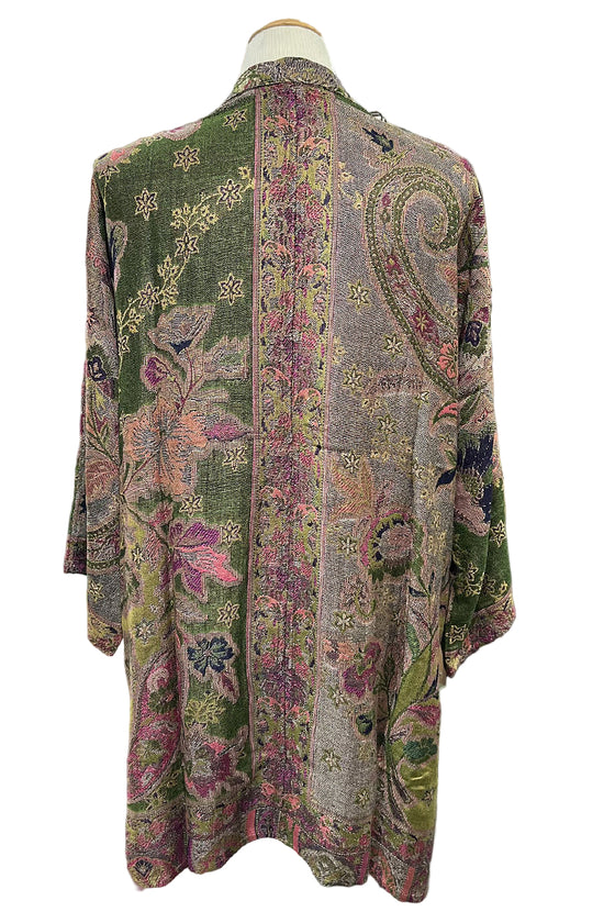 Anu by Natural Fashions Reversible Rayon Duster in Olive